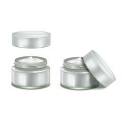 Opened Cream Jar with Lid in Realistic Style