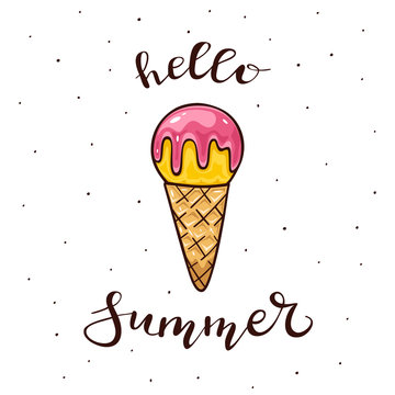 Ice Cream and Lettering Hello Summer