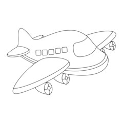 Airplane cartoon illustration isolated on white background for children color book