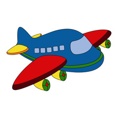 Airplane cartoon illustration isolated on white background for children color book