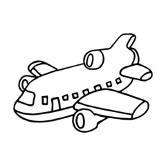 Airplane cartoon illustration isolated on white background for children color book