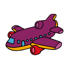 Airplane cartoon illustration isolated on white background for children color book