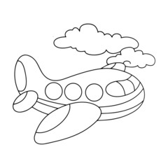 Airplane cartoon illustration isolated on white background for children color book