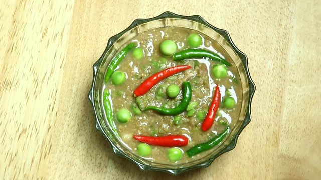 Spicy shrimp paste sauce , Thai food