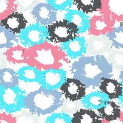 Summer Seamless pattern with abstract ornament. Colorful ink Dry brush. Pastel colors. Hand drawn background.