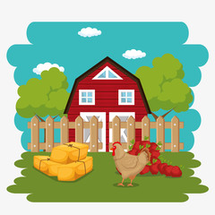 Obraz na płótnie Canvas farmhouse in the farm scene vector illustration design