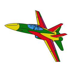 Fototapeta na wymiar Plane cartoon illustration isolated on white background for children color book