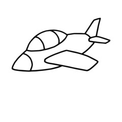 Plane cartoon illustration isolated on white background for children color book
