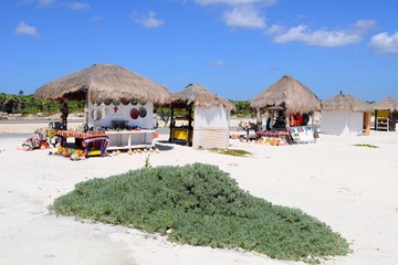 Public market on a beautiful beach in Cozumel, Mexico 