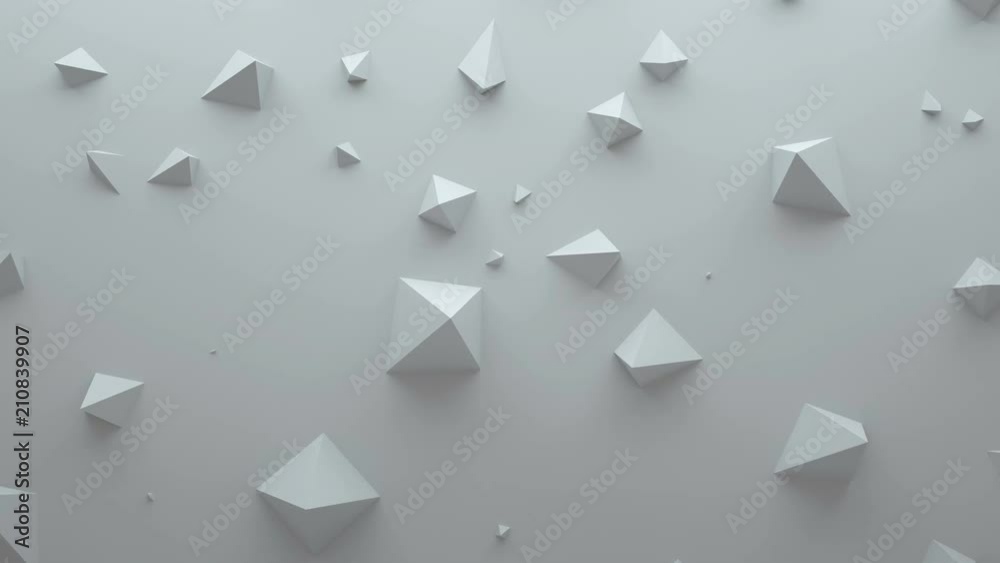 Poster 3d render abstract background. simple plane with geometry shapes that bounds from surface. light gam