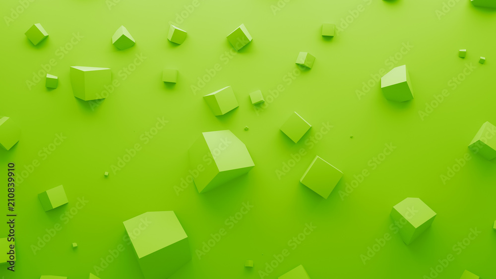 Poster 3d render abstract background. simple plane with geometry shapes that bounds from surface. light gam
