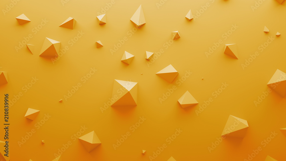 Poster 3d render abstract background. simple plane with geometry shapes that bounds from surface. light gam