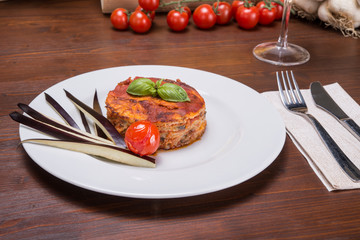 Eggplant parmigiana original italian dish