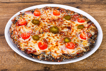 Pizza pepperoni with pepper
