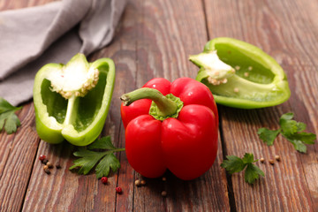bell pepper on wood background