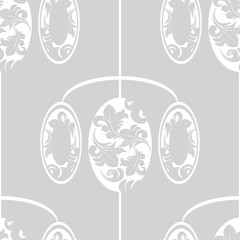 floral seamless pattern with circles, flowers and leaves