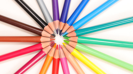 colorful pencil, top view