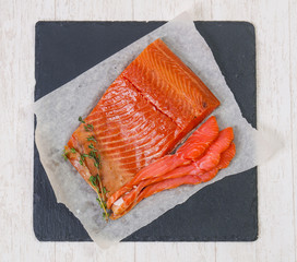 Raw trout fillet