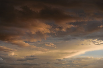 Beautiful sunset sky with clouds.