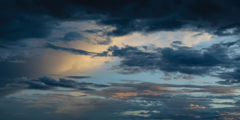 Beautiful sunset sky with clouds.
