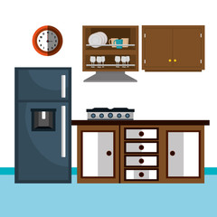 kitchen modern scene icons vector illustration design