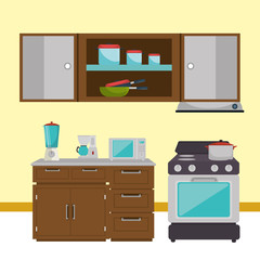 kitchen modern scene icons vector illustration design