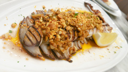 Grilled squid with lemon and sweet and sour