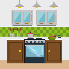 kitchen modern scene icons vector illustration design
