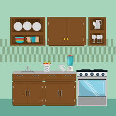 kitchen modern scene icons vector illustration design