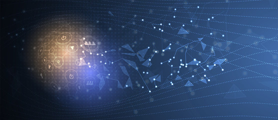 Neural network concept. Connected cells with links. High technology process. Abstract background