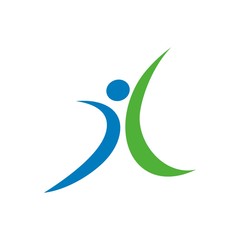 Abstract human stick figure logo design template vector illustration