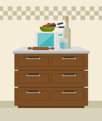 kitchen modern scene icons vector illustration design