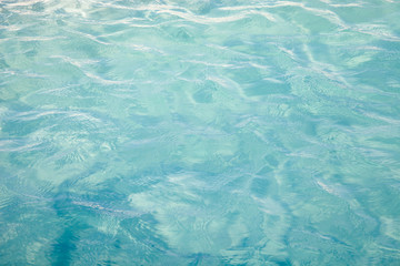 Fototapeta na wymiar Blue sea ocean water background .Tropical Pattern blue ripple curl water in swimming pool .