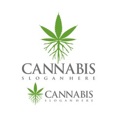 Marijuana, cannabis logo design template vector illustration