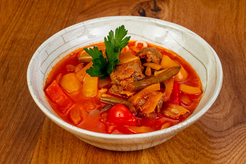 Traditional lagman soup