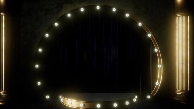 curtain stage with lights