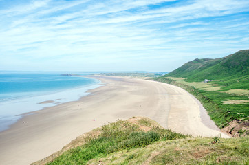 Fototapeta na wymiar rhossili bay, summer, wales uk