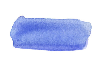 Fototapeta premium Watercolor blue hand drawn isolated stain on white background. Wet brush stroke painted abstract vector illustration.