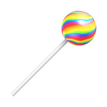Rainbow lollipop on a white background. A realistic sweet candy. Vector illustration