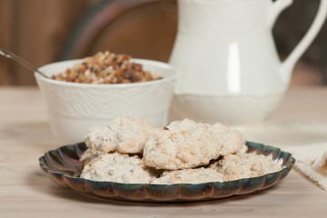 Home Baked Meringue Cookies With Cranberries, Raisins, Sunflower Seeds.