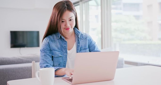 woman use computer work