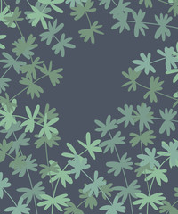 Vector poster with branches and leaves . Isolated hand drawn illustration on dark background. Organic natural healthy products.