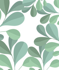 Vector poster with branches and leaves. Isolated hand drawn illustration on white background