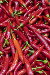 Lots of red chilies at the markets