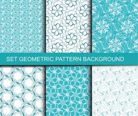 Set nature blue contour patterns background