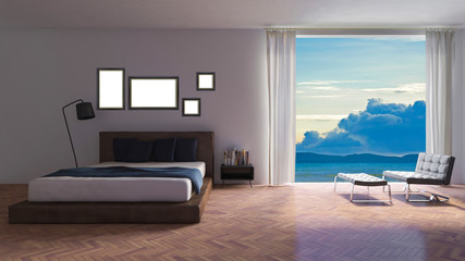 Fototapeta na wymiar 3ds rendered image of seaside room