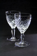Crystal glasses on black background