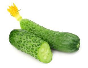 fresh cucumber slices isolated on white background