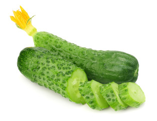fresh cucumber slices isolated on white background