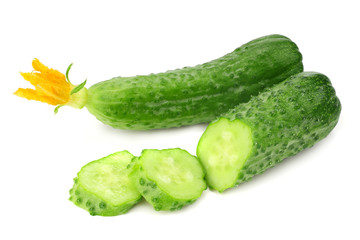 fresh cucumber slices isolated on white background